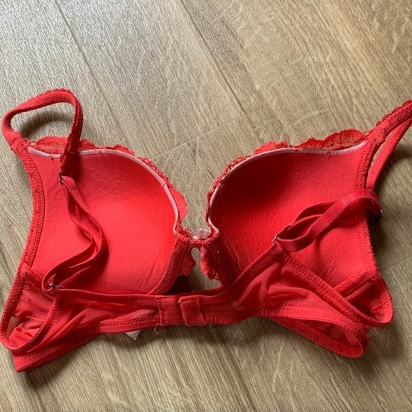 Body by Victoria Push Up Pink Red Jeweled Floral Lace Bra 34C - Picture 4 of 5